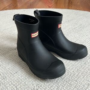 Hunter play short rain boots, black, size girls 3